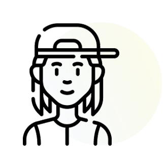Icône d'un ou une jeune avec une casquette sur le tête