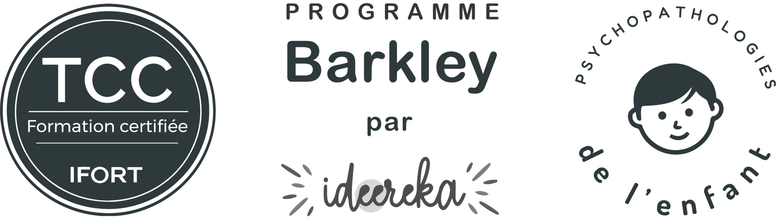 logos de certification  des formations de thérapeute que Marie Tran a suivi