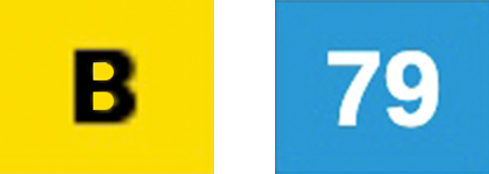 Icones des lignes Tisséo : Ligne Métro B et Ligne de Bus 79